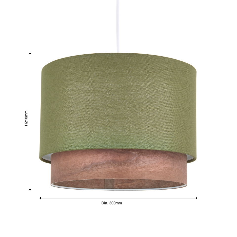 Trisha Linen & Wood Lamp Shade - Olive - 30cm