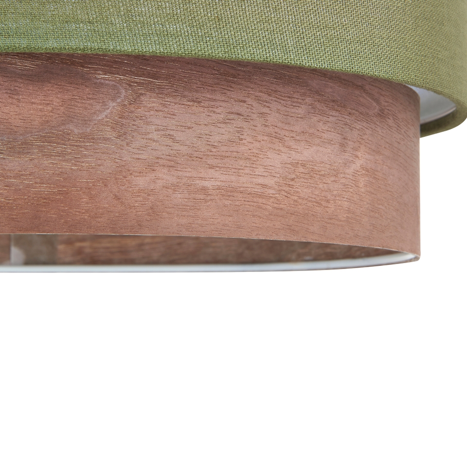 Trisha Linen & Wood Lamp Shade - Olive - 30cm
