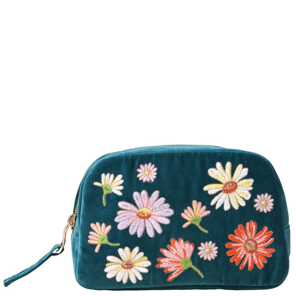 Elizabeth Scarlett Wildflower Rich Blue Velvet Cosmetics Bag