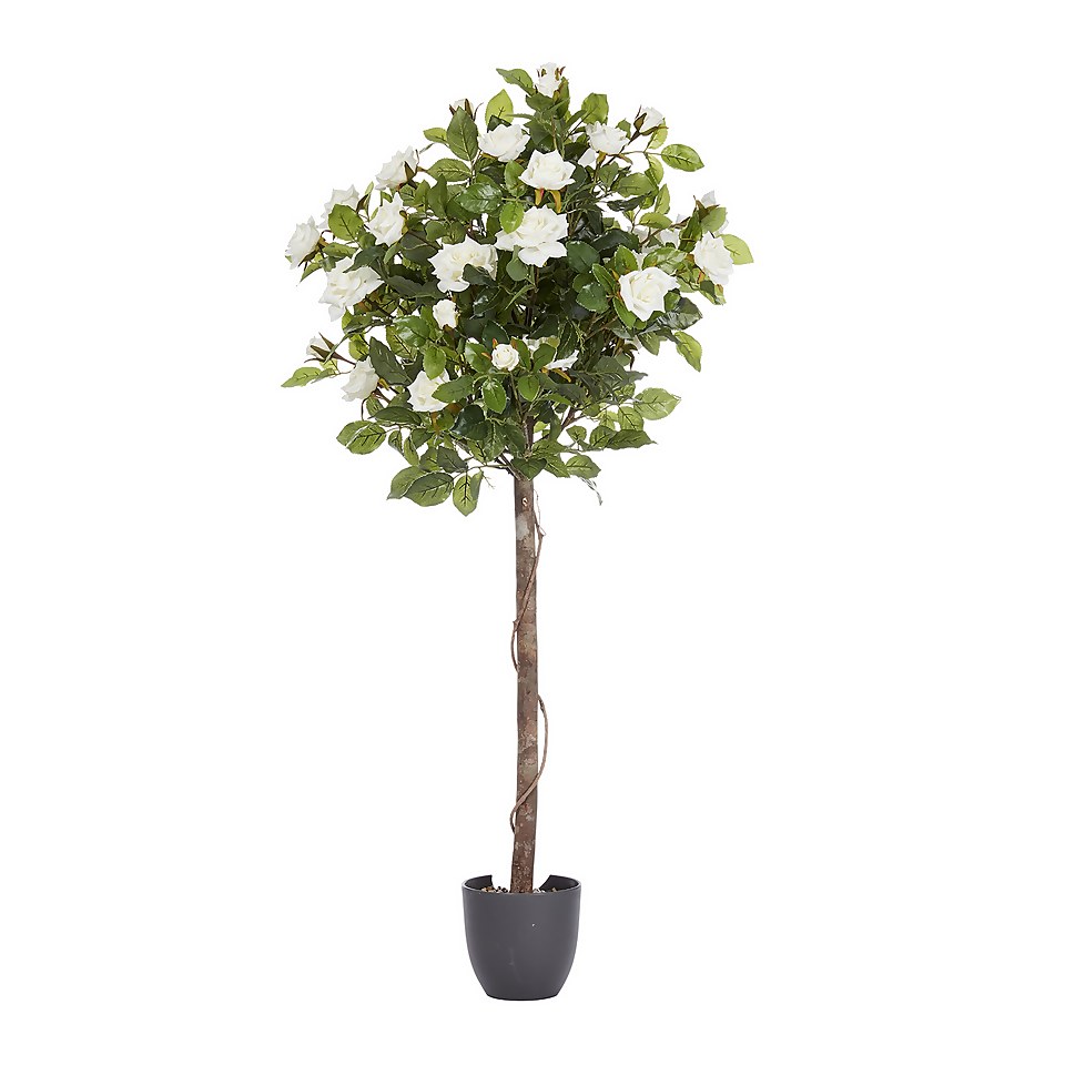 Artificial Regent's Roses Tree 120cm - White