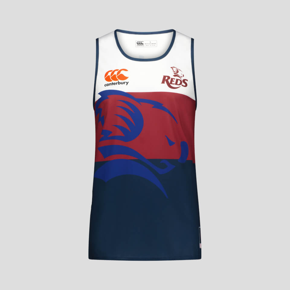 MENS QLD REDS TRAINING SINGLET WHITE