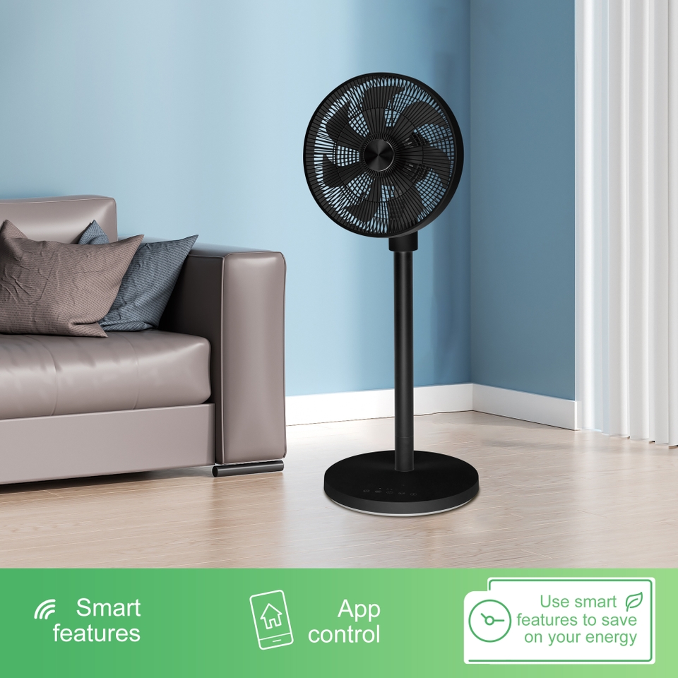 Homebase 12 Inch 7 Blade Pedestal Smart Fan Homebase