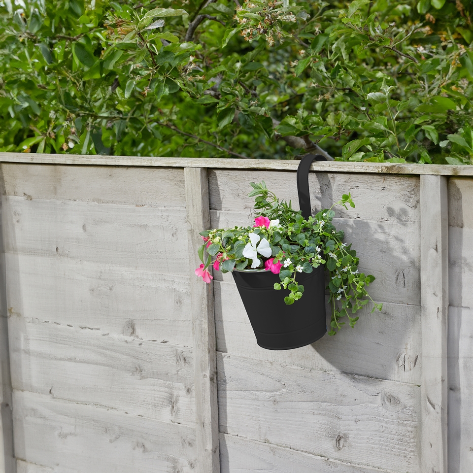 6in Fence & Balcony Hanging Pot - Black