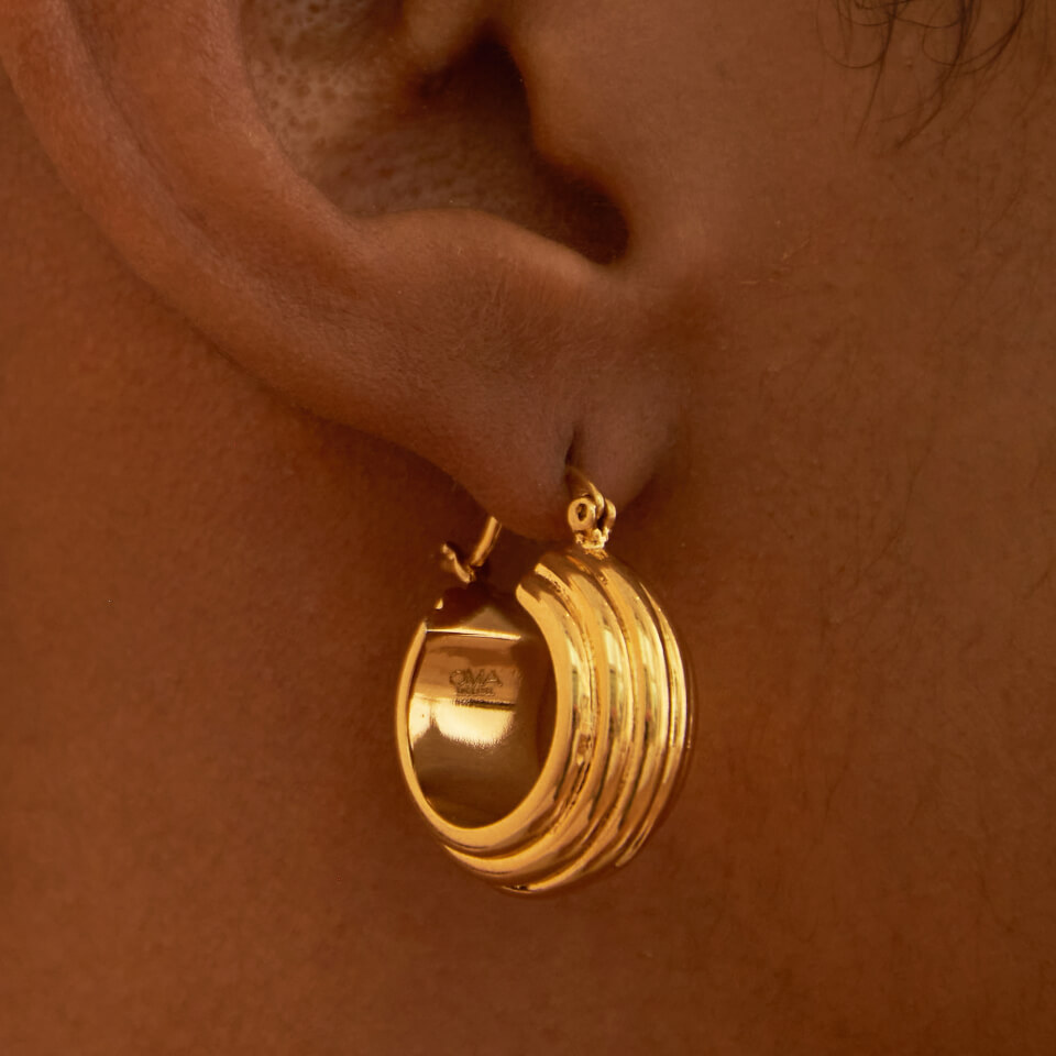 Oma The Label The Mini Adler 18 Karat Gold-Plated Striped Hoop Earrings