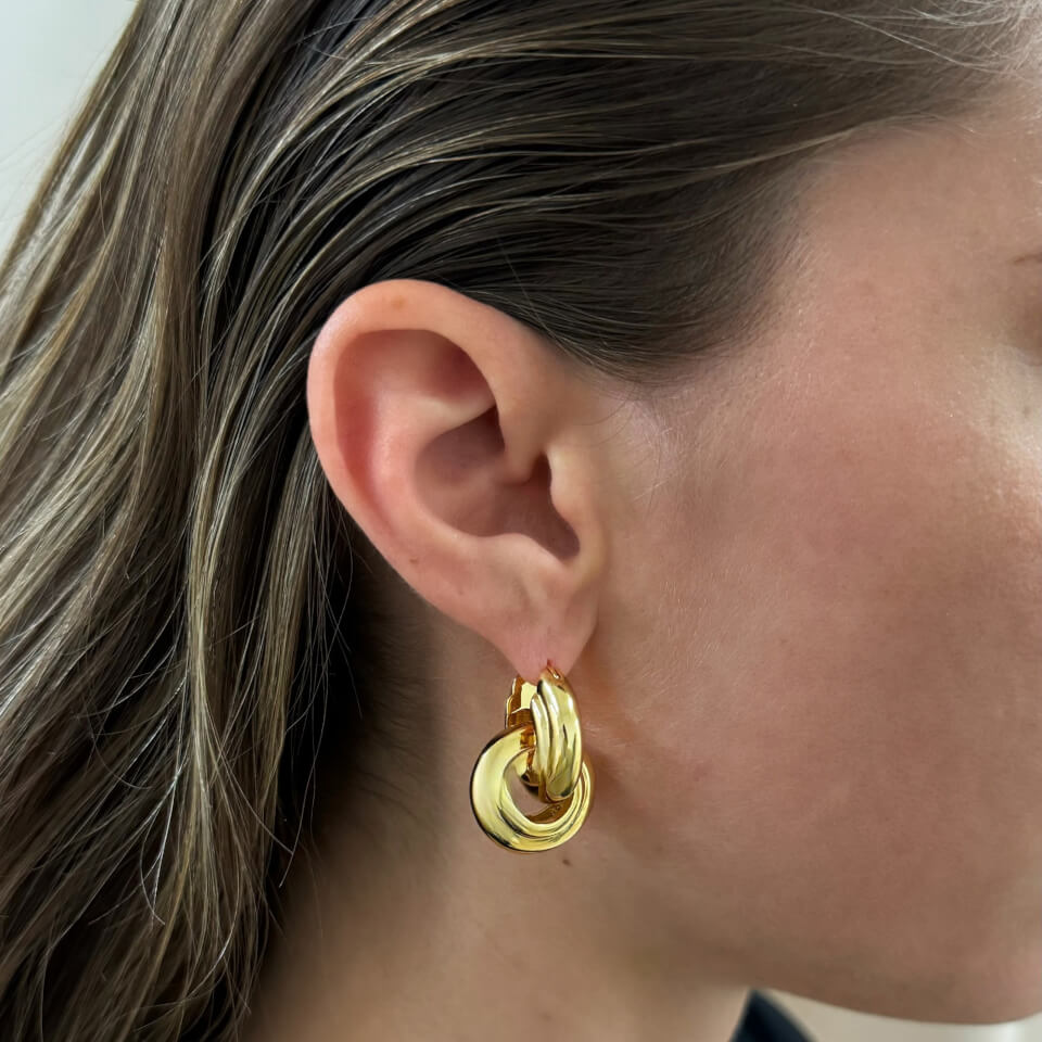 Oma The Label Plain Evbu 18 Karat Gold-Plated Hoop Drop Earrings