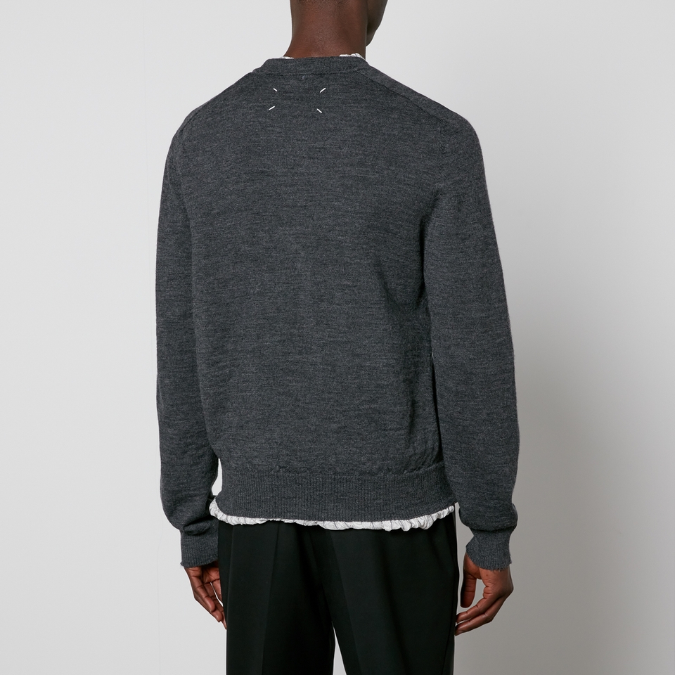 Tシャツ・カットソー MAISON MARGIELA Dove Grey Cashmere Blend Sweater Maison Margiela - Brushed Cashmere and Cotton-Blend Sweater