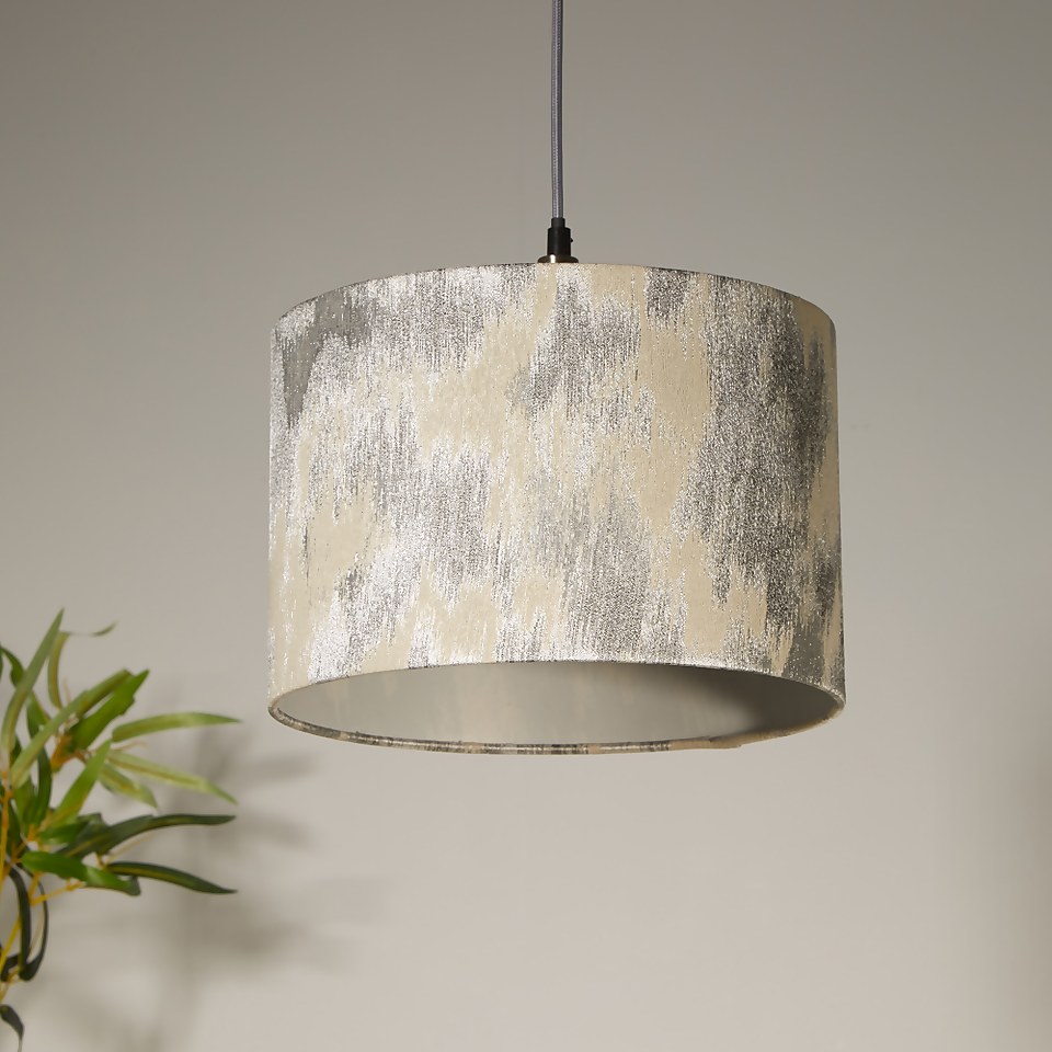 Abstract 30cm Drum Lamp Shade - Silver