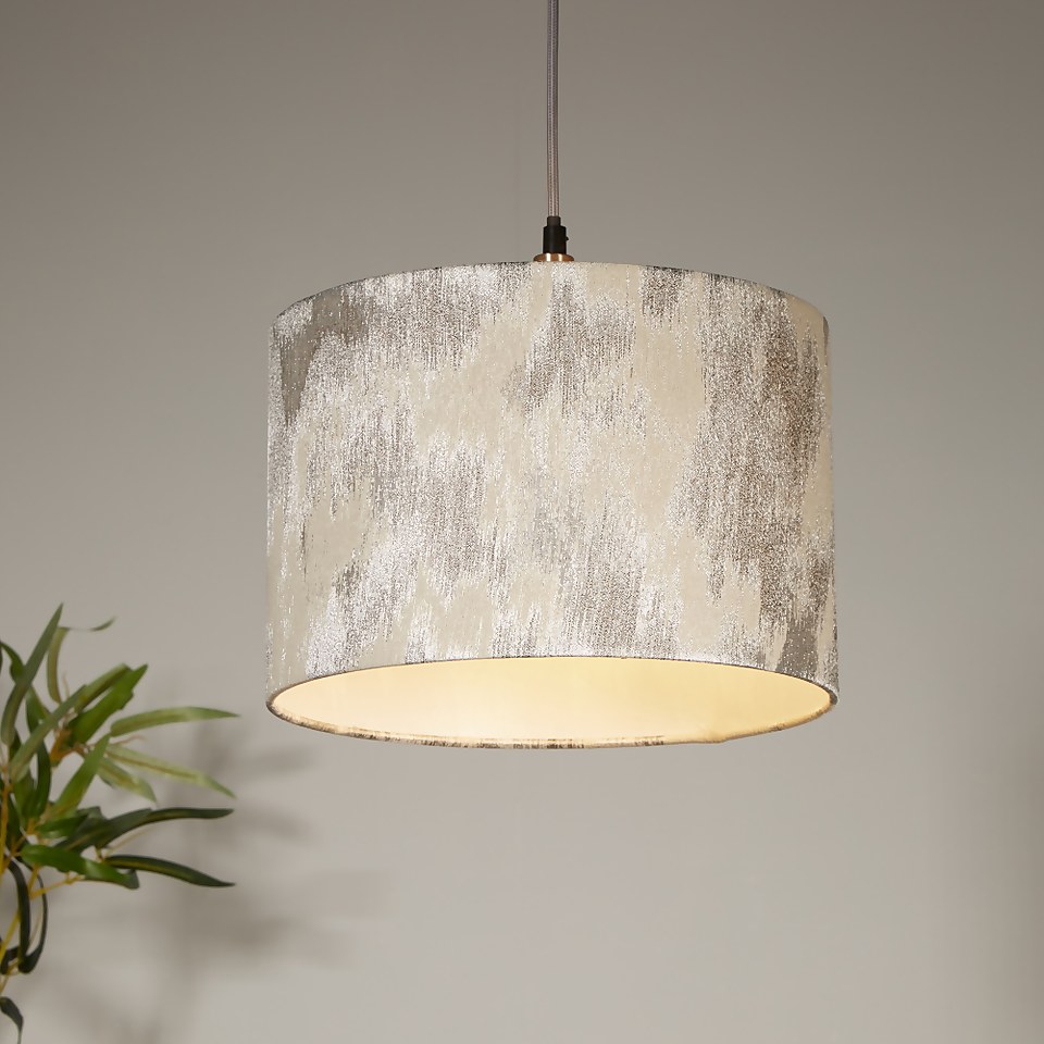 Abstract 30cm Drum Lamp Shade - Silver