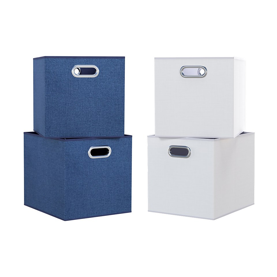 Clever Cube Inserts - Set of 4 - White & Steel Blue