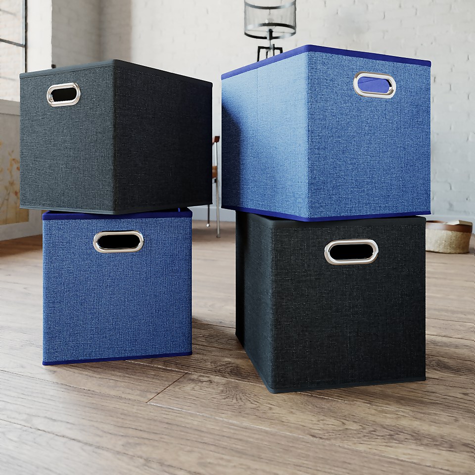 Clever Cube Inserts -Set of 4 - Pepper & Steel Blue