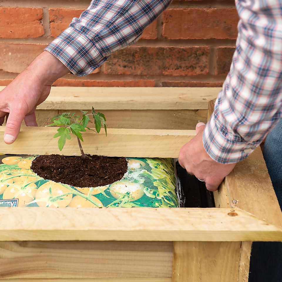 Forest Garden Wooden Raised Grow Bag Tray Planter