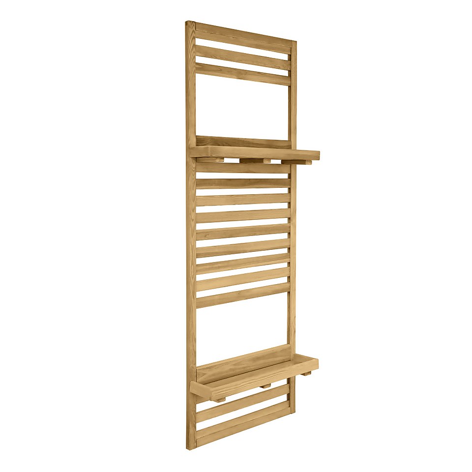 Forest Garden Slatted Wooden Wall Planter with 2 Shelves