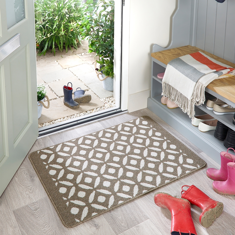Muddle Mat Indoor Doormat Cosy Cresent Stone - 50 x 80cm