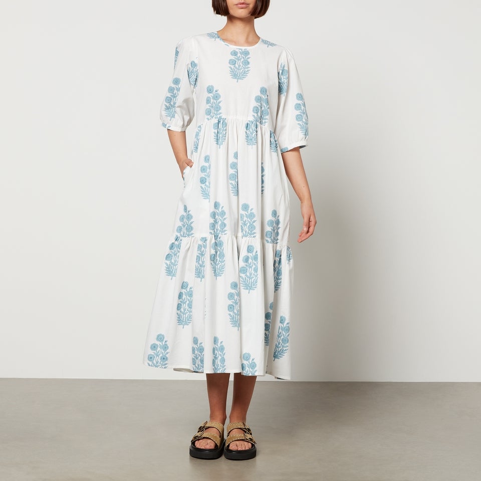 SZ Blockprints Gaia Floral-Print Cotton-Poplin Dress - XS | Coggles