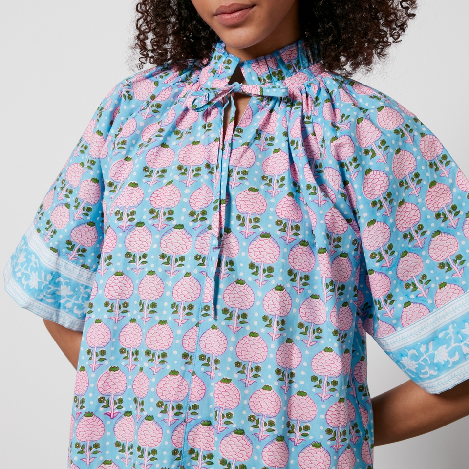 SZ Blockprints Yuva Floral-Print Cotton-Poplin Dress - XS