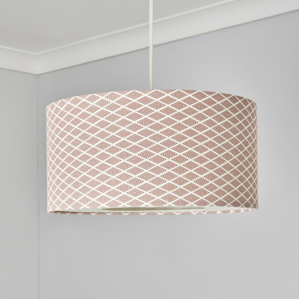 Linen Geo Lamp Shade & Diffuser - 40cm - Burgundy