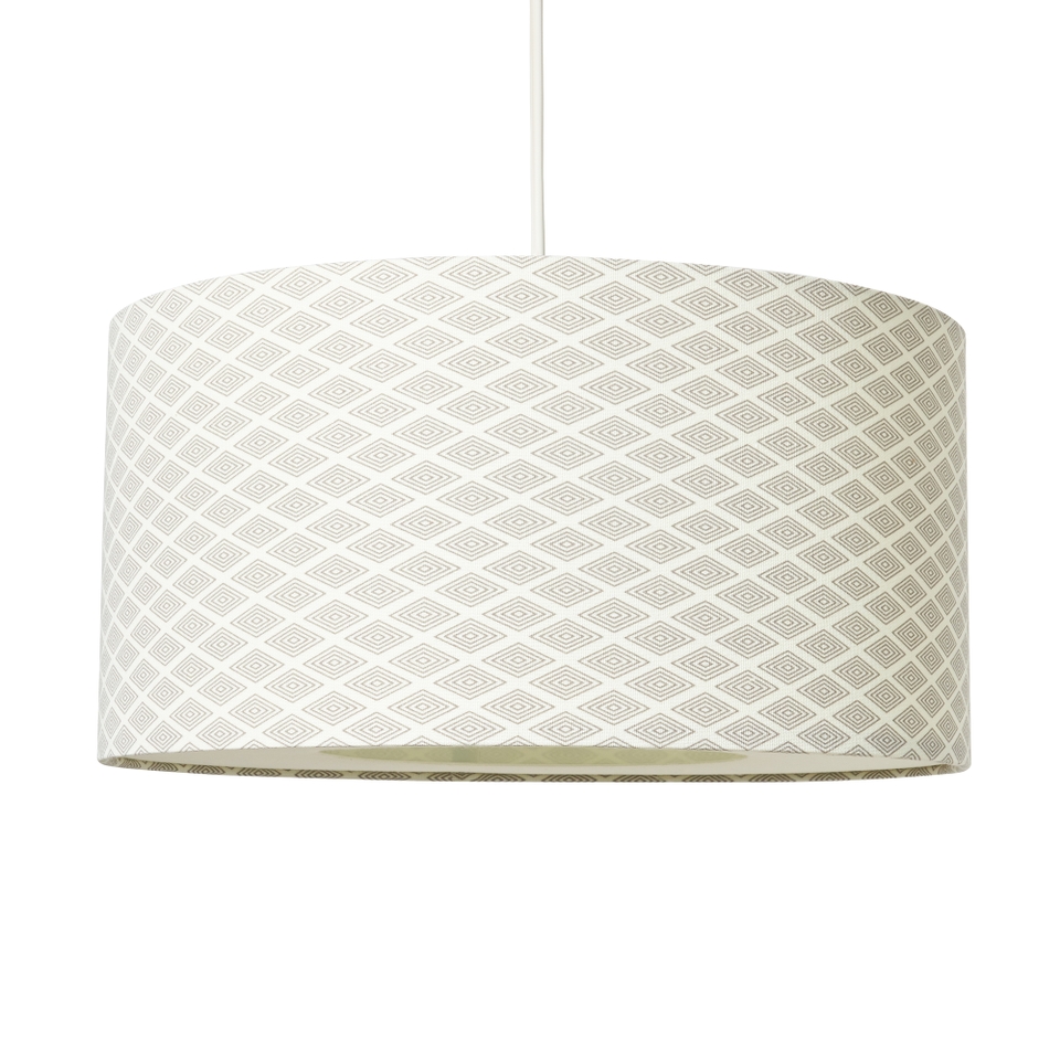 Linen Geo Lamp Shade & Diffuser - 40cm - Grey