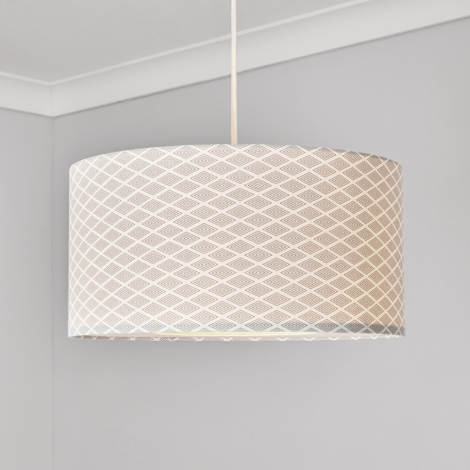 Linen Geo Lamp Shade & Diffuser - 40cm - Grey