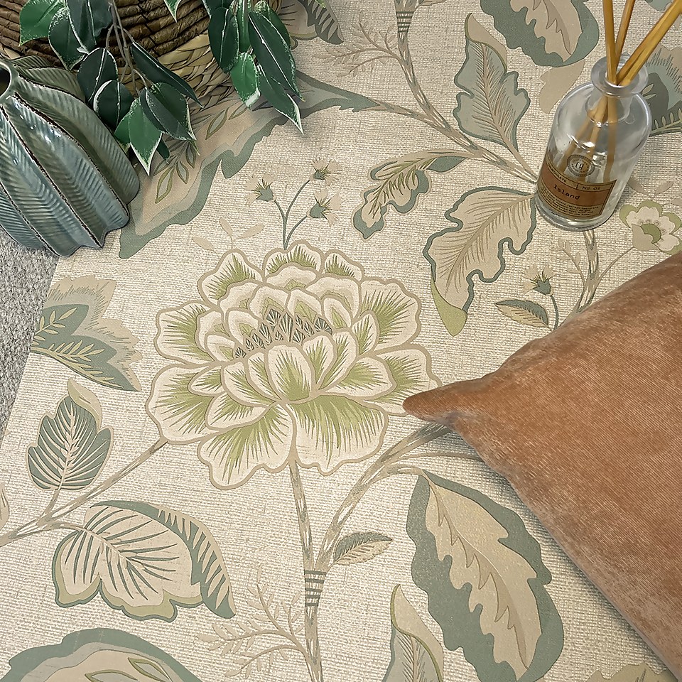 Belgravia Décor Maya Floral Sage Textured Wallpaper
