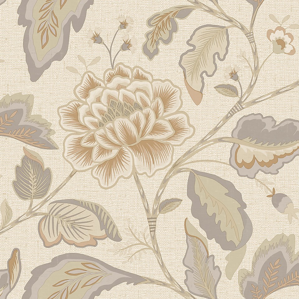 Belgravia Décor Maya Floral Beige Textured Wallpaper