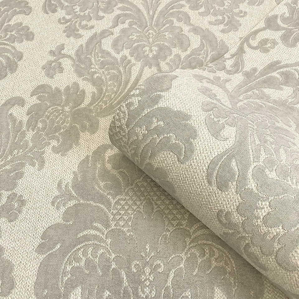Belgravia Décor Ciara Damask Silver Textured Wallpaper