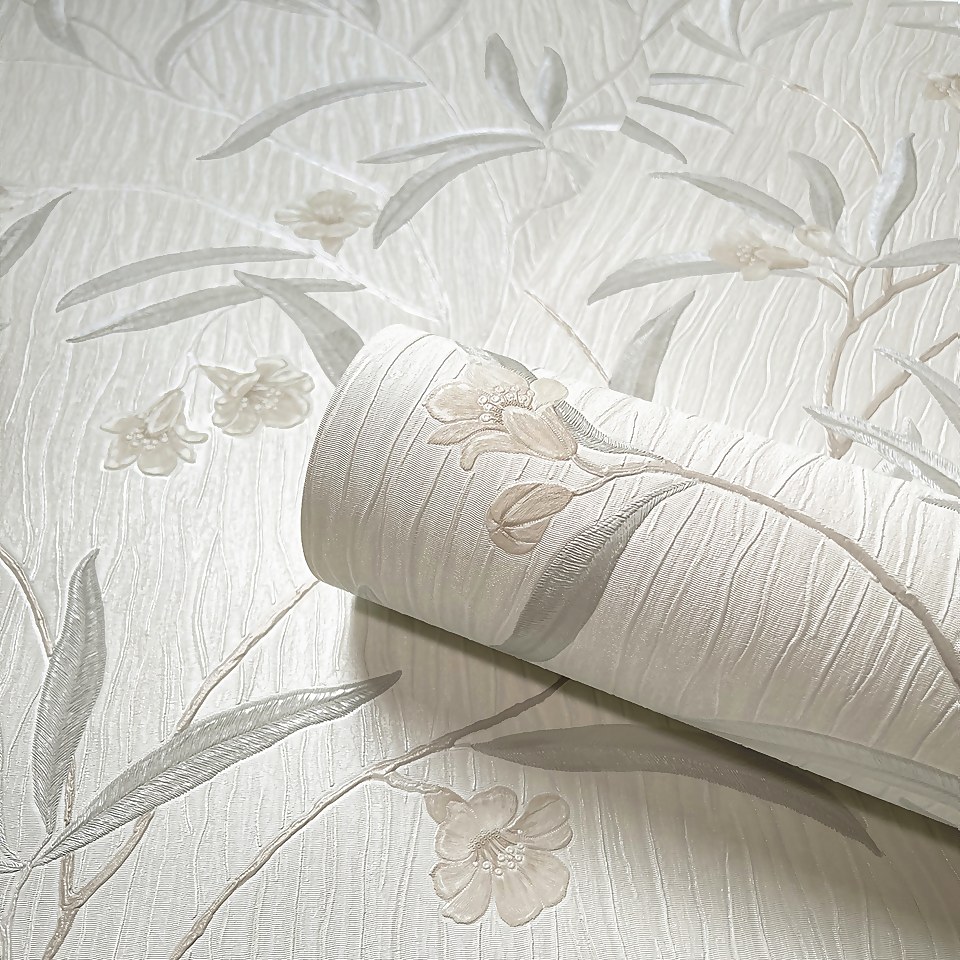 Belgravia Décor Tiffany Floral Cream Textured Wallpaper Homebase