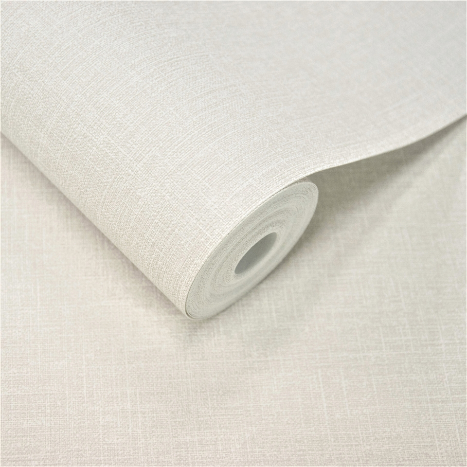 Grandeco Boutique Pure & Protect Cirrus Woven Linen Textured Antibacterial Wallpaper - White