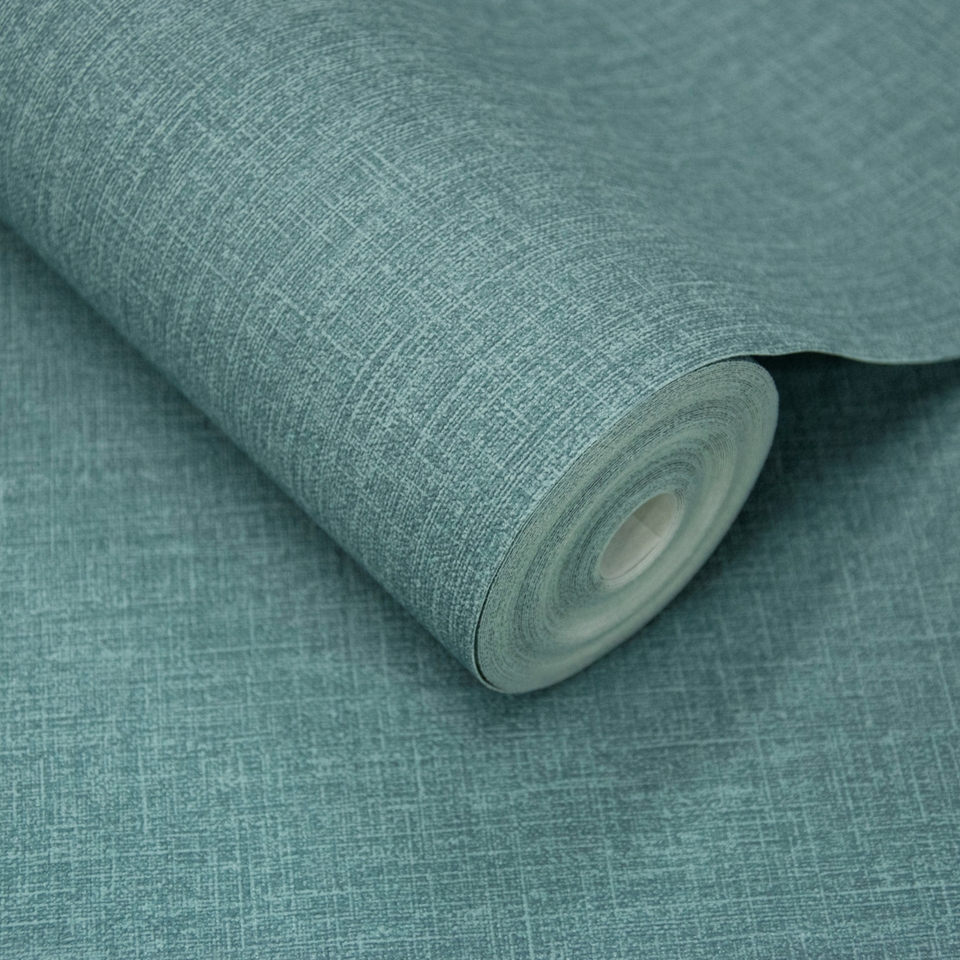 Grandeco Boutique Pure & Protect Cirrus Woven Linen Textured Antibacterial Wallpaper - Dark Teal