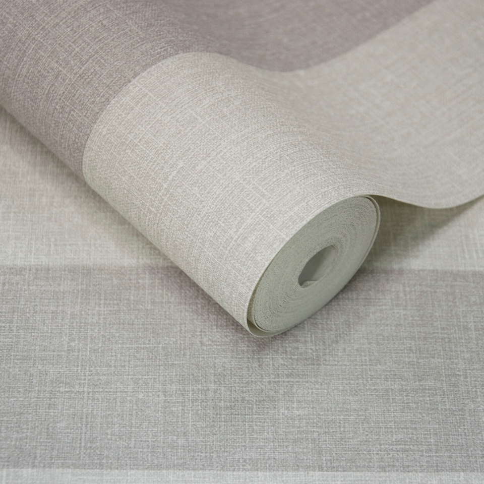 Grandeco Boutique Pure & Protect Stratus Stripe Linen Textured Antibacterial Wallpaper - Mid Grey