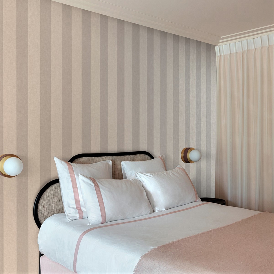 Grandeco Boutique Pure & Protect Stratus Stripe Linen Textured Antibacterial Wallpaper - Mid Grey