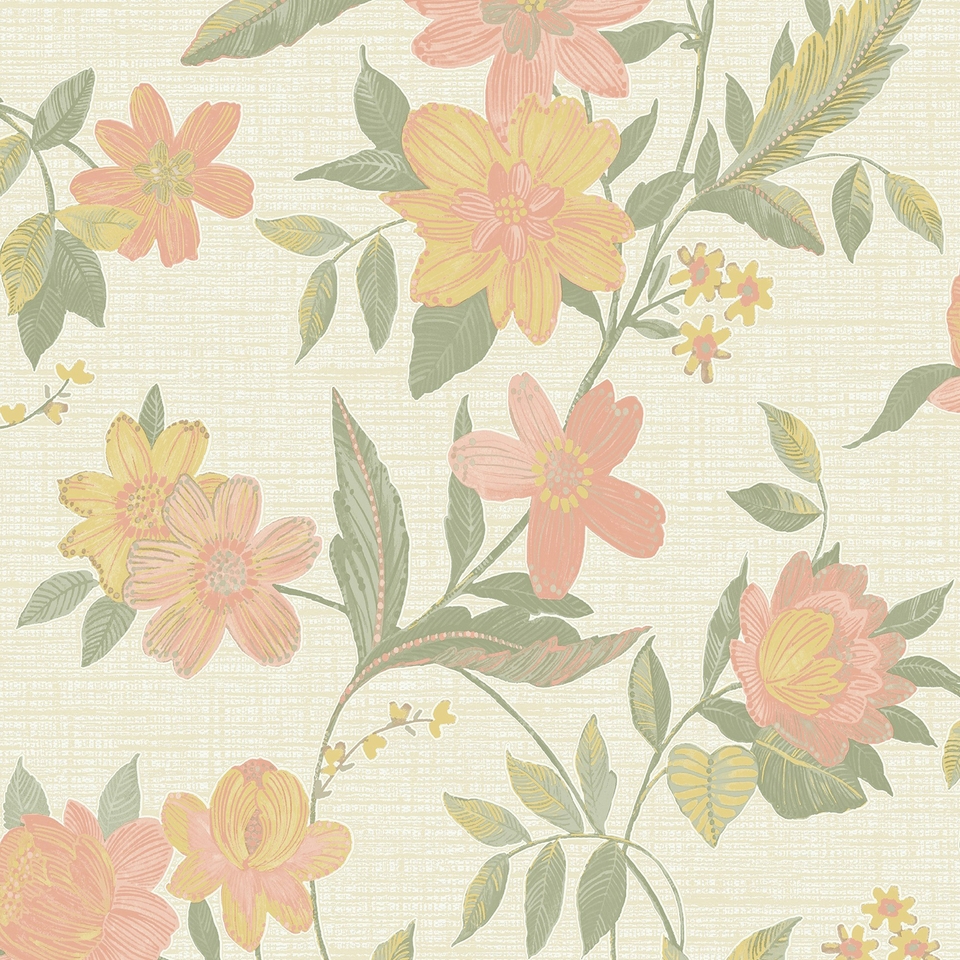 Grandeco Katsu Trail Floral Blown Wallpaper - Blush