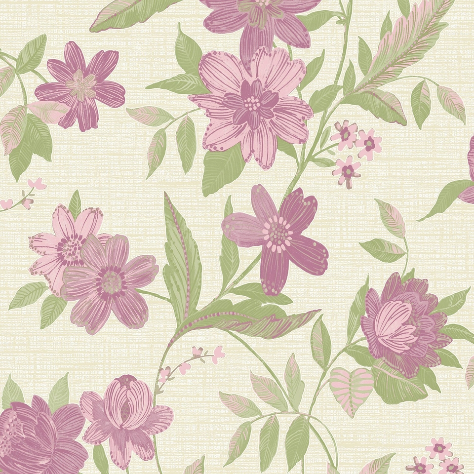 Grandeco Katsu Trail  Floral Blown Wallpaper - Pink