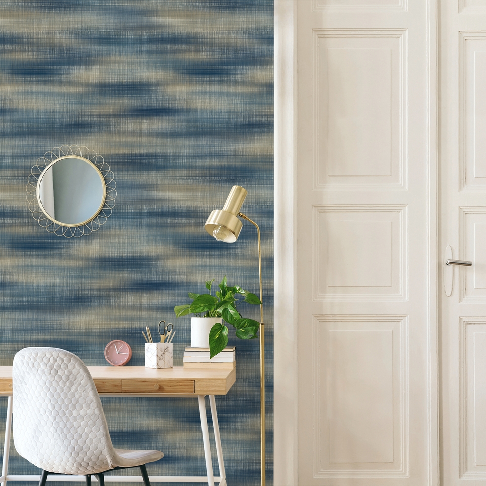 Grandeco Horizon Textile Textured Wallpaper - Blue