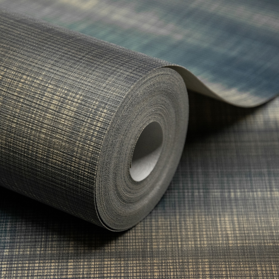 Grandeco Horizon Textile Textured Wallpaper - Blue