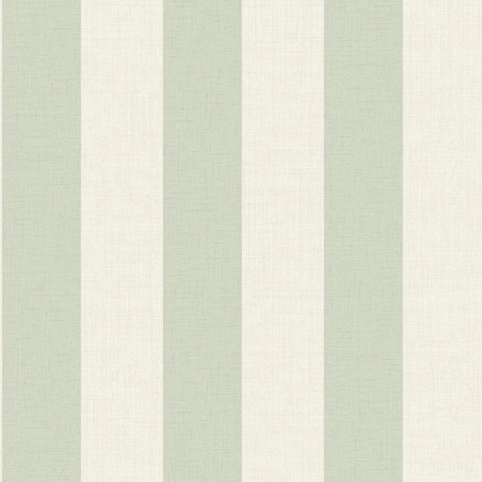 Grandeco Wide Textured Stripe Wallpaper - Green & Cream