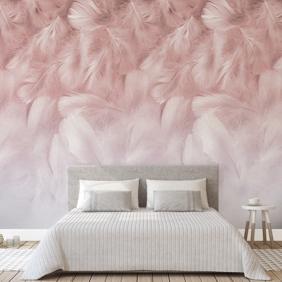 Grandeco Feathers 3 Lane Repeatable Textured Mural 2.8 x 1.59m - Pink