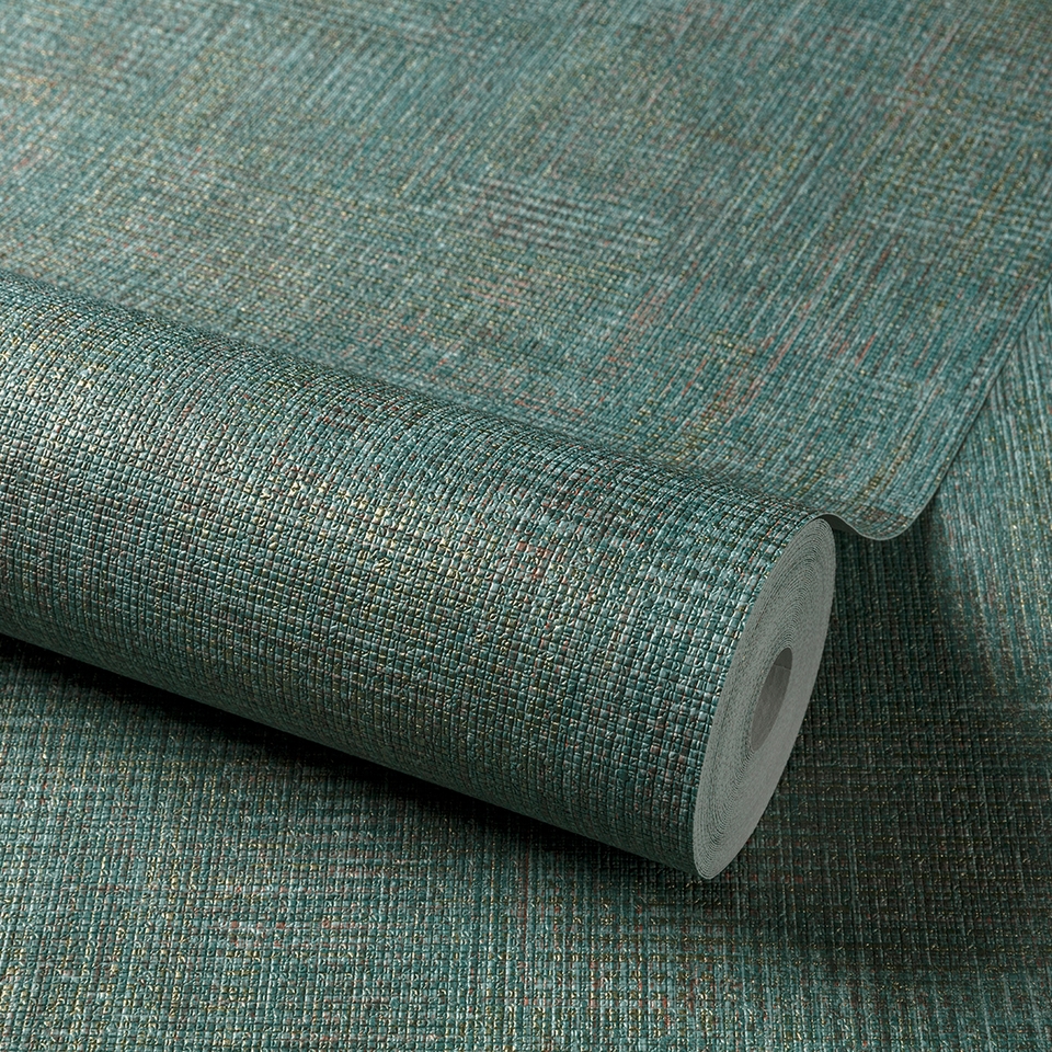 Grandeco Boutique Collection Altink Plain Textured Emboss Wallpaper - Metallic Teal