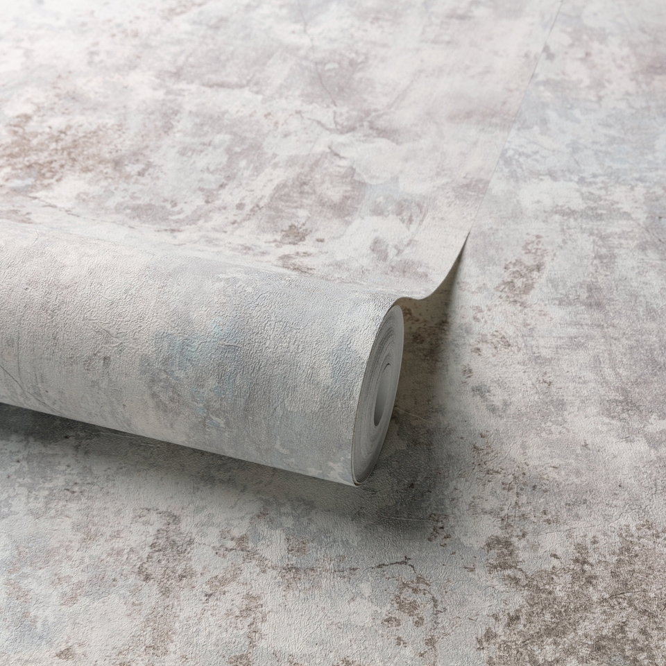 Grandeco Distressed Rustic Industrial Concrete Effect Textured Wallpaper - Grey