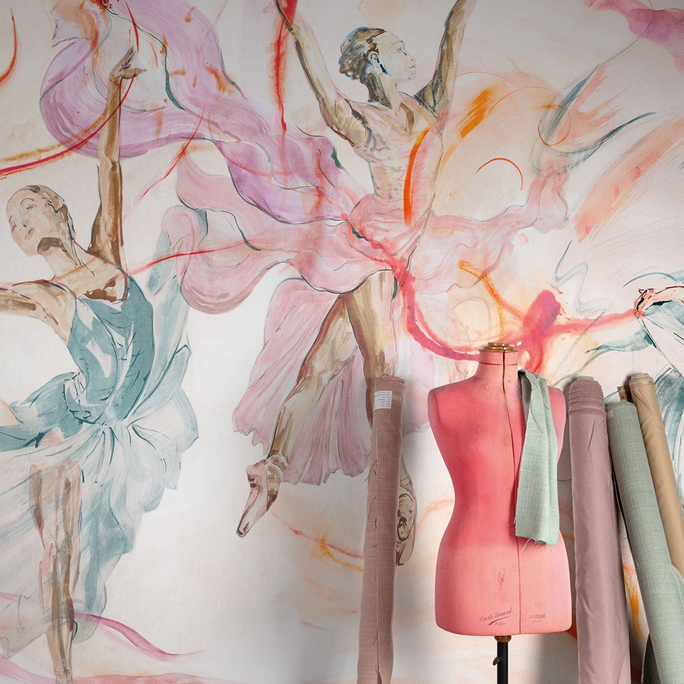 Grandeco Ballet Dancers 7 Lane Wallpaper Mural 2.8 x 3.71m - Pink