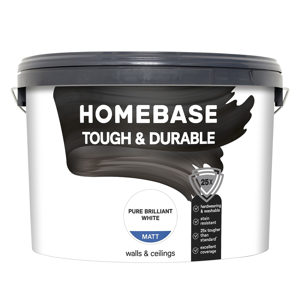Homebase Tough & Durable Matt Paint Pure Brilliant White - 10L