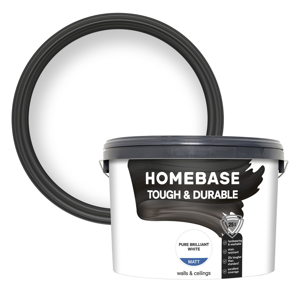 Homebase Tough & Durable Matt Paint Pure Brilliant White 10L Homebase