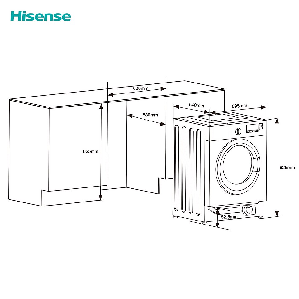 Hisense 3 Series WF3M841BWI Integrated 8kg Washing Machine with 1400 rpm - White