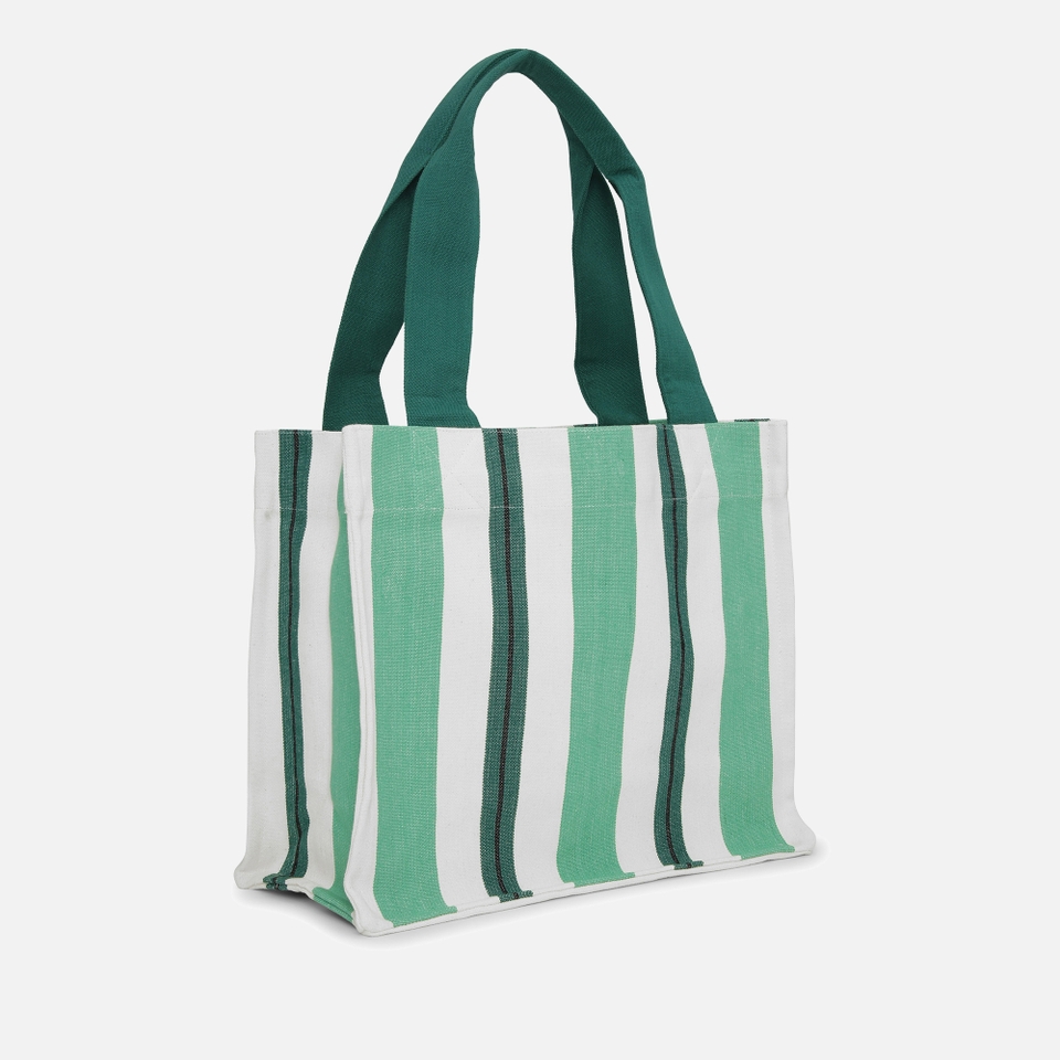 Ganni Large Easy Striped Canvas Tote Bag