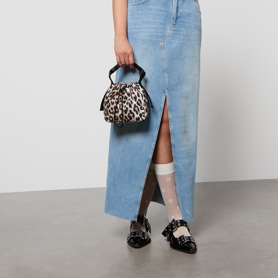 Ganni Tech Leopard-Print Recycled Shell Pouch