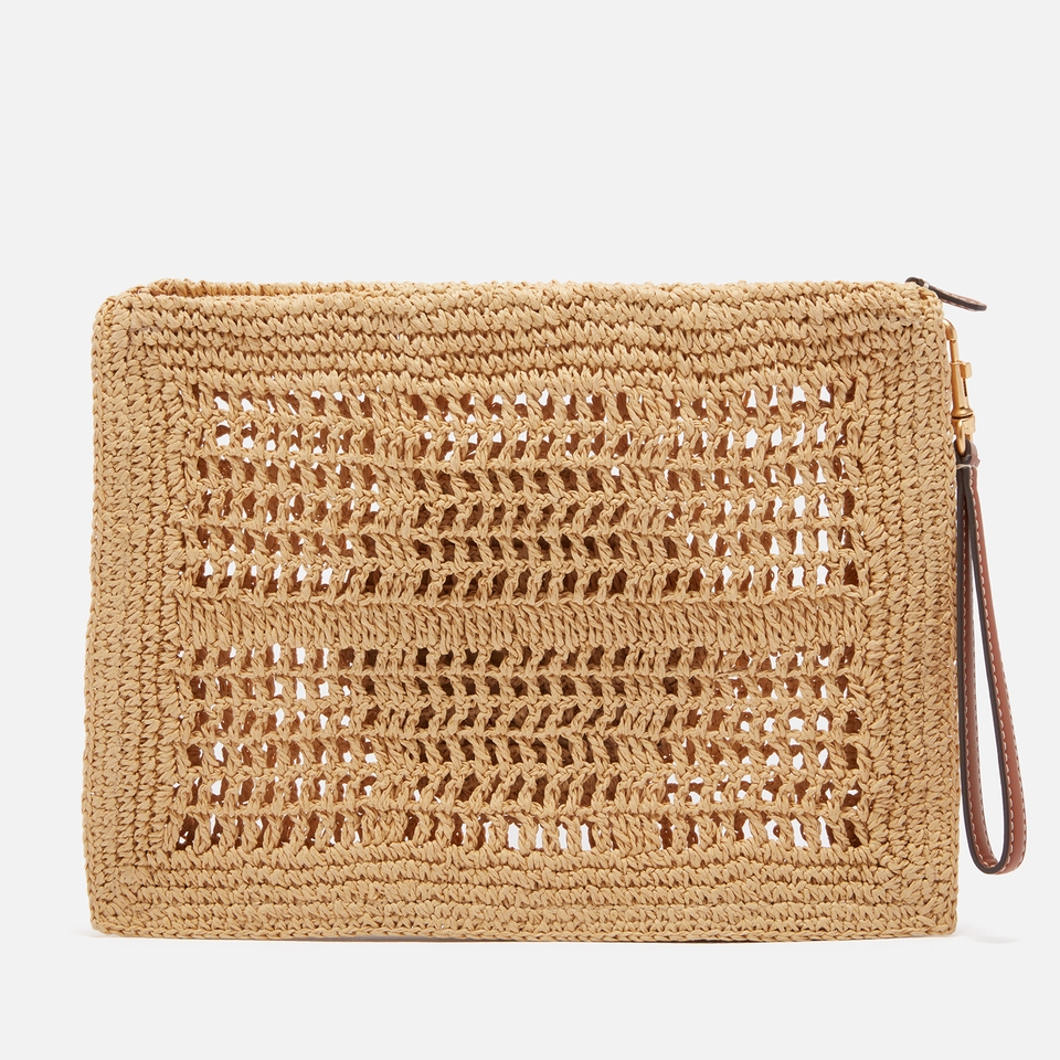 Tory Burch Ella Hand-Crocheted Raffia Pouch