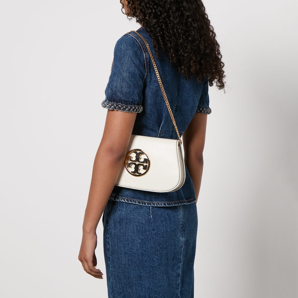 Tory Burch Reva Full-Grain Leather Clutch Bag