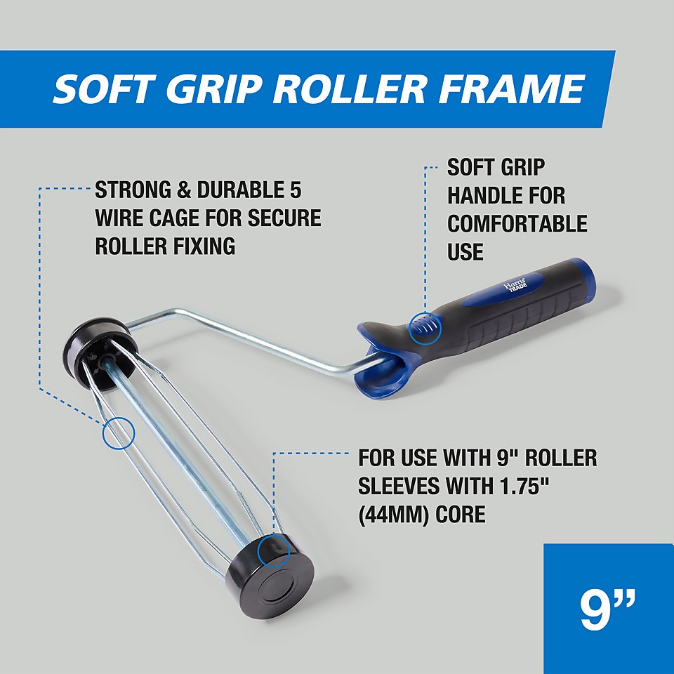 Harris Trade 9in Soft Grip Paint Roller Frame