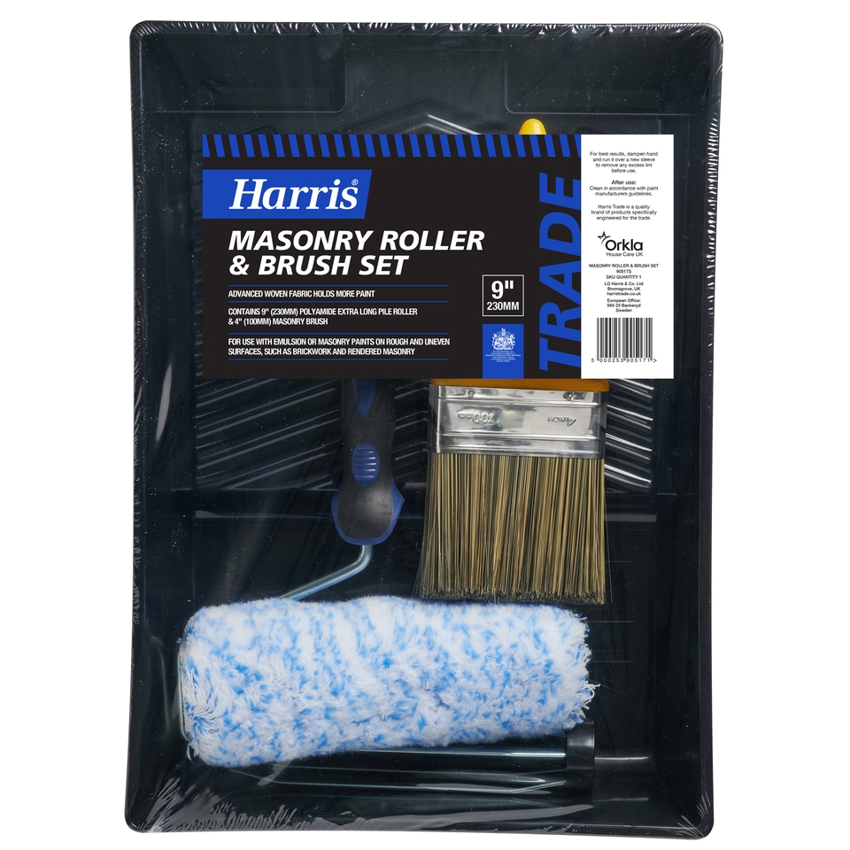 Harris Trade Masonry Paint Roller & Brush Set