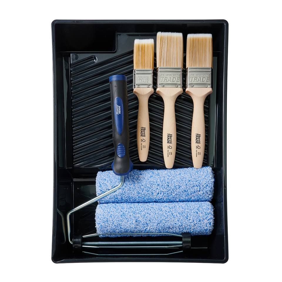 Harris Trade 9 Inch Paint Roller & Brush Set - 7 Pieces