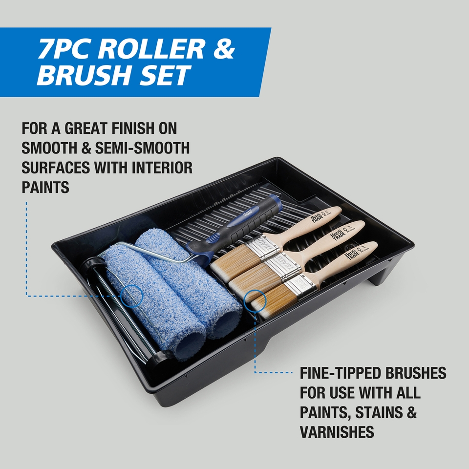 Harris Trade 9 Inch Paint Roller & Brush Set - 7 Pieces